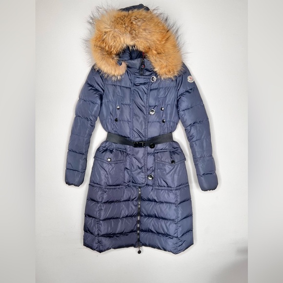 Moncler  Genevrier Down Puffer  Jacket Winter Coat Women’s Size XS Blue Khloe - Picture 2 of 9